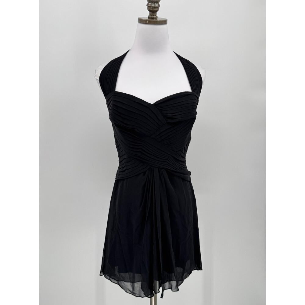 Tadashi Black Silk Draped Halter Cocktail Party Strapless Tunic Top Sz 12P NEW